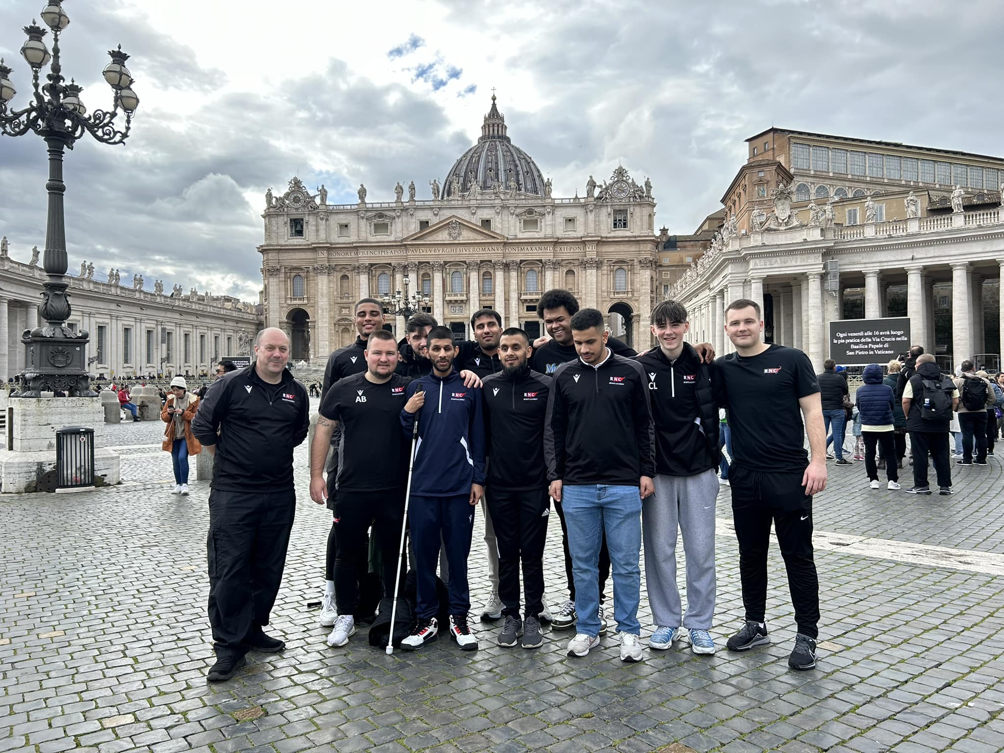 the RNC team standing in St Peter's Square in Vatican City